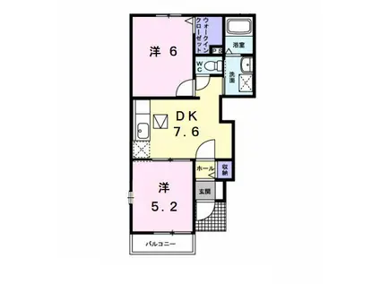 サンシャインV(2DK/1階)の間取り写真