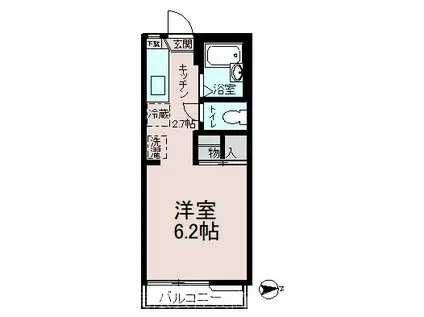 SPRING国立(1K/2階)の間取り写真