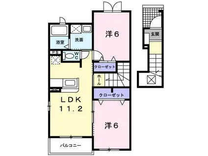 サンリットA(2LDK/2階)の間取り写真