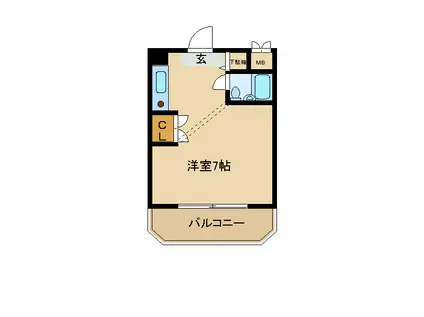 ル・ファール山手(1K/5階)の間取り写真