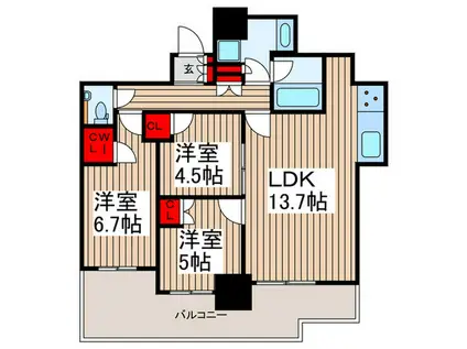 シティタワー蕨(3LDK/24階)の間取り写真