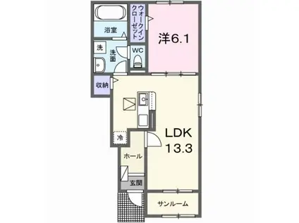 ジュネス HAYAKAWA III(1LDK/1階)の間取り写真