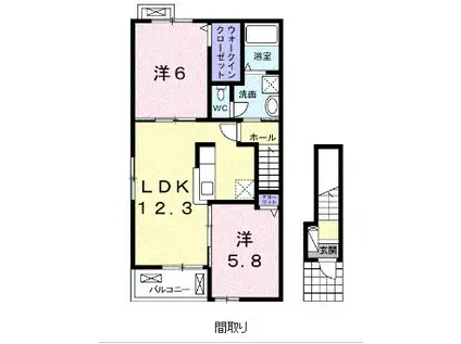 プレミアム17番館(2LDK/2階)の間取り写真