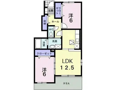 スワン KITAMURA D(2LDK/1階)の間取り写真