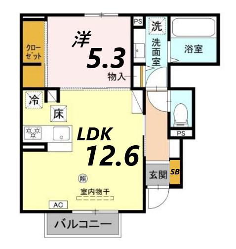 ヴィラーチェII(1LDK/1階)の間取り写真
