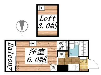 ローズハイツ(1K/2階)の間取り写真