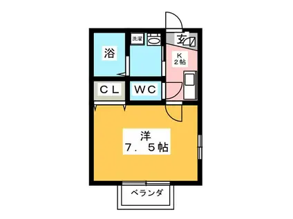 カーサ デ オリーラ(1K/1階)の間取り写真