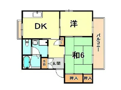 甲陽パッションA棟(2DK/2階)の間取り写真