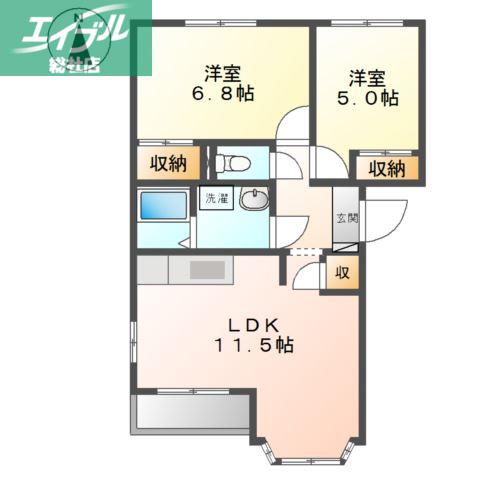 グリーンステージ(2LDK/2階)の間取り写真