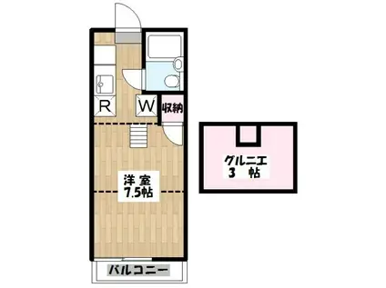ヴィラ桜新町(ワンルーム/2階)の間取り写真