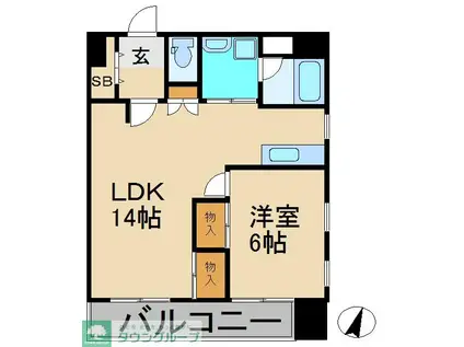 ヴィスタアリーナ(1LDK/3階)の間取り写真