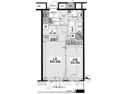 CHIBA CENTRAL TOWER(1LDK/23階)の間取り写真