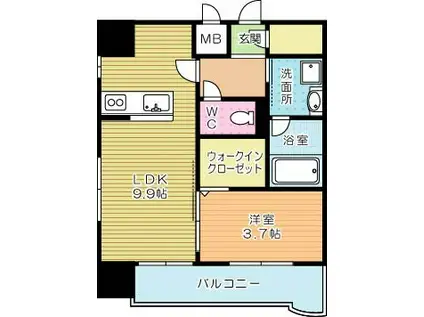プレジデンス ざ旦過(1LDK/10階)の間取り写真