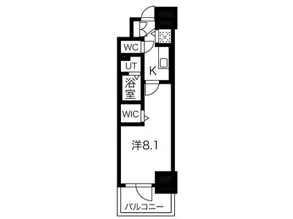 エスリード今池ルミナス(1K/2階)の間取り写真
