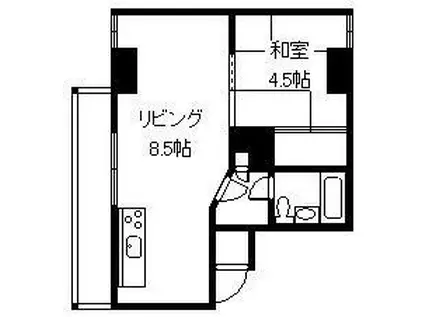 第一タテダビル(1DK/4階)の間取り写真