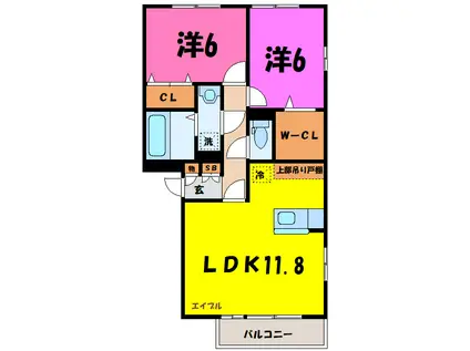 リバーサイド・K(2LDK/3階)の間取り写真