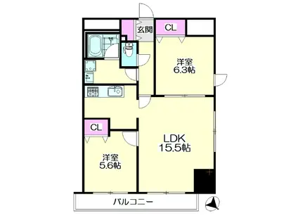 ロイヤルKJ(2LDK/7階)の間取り写真