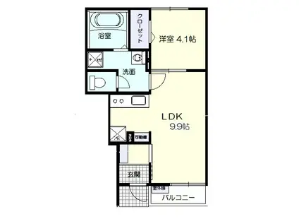 アメージングDS(1LDK/1階)の間取り写真