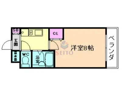 北大阪急行 緑地公園駅 徒歩13分 5階建 築28年(1K/3階)の間取り写真