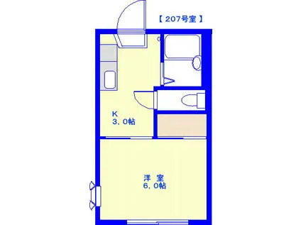 ハイツウィスタリア(1K/2階)の間取り写真