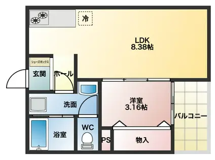 FSTYLE藤井寺道明寺1号館(1LDK/1階)の間取り写真