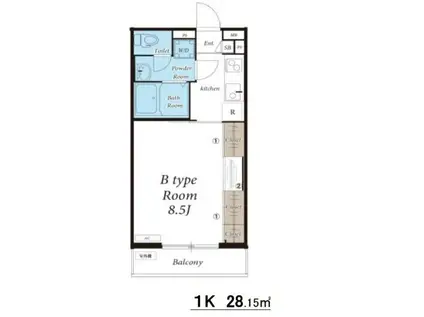 リブリツカサ(1K/3階)の間取り写真