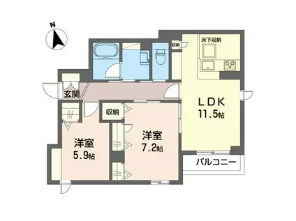 セレーノヴィラ(2LDK/1階)の間取り写真