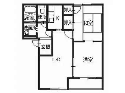 アスターI(2LDK/2階)の間取り写真