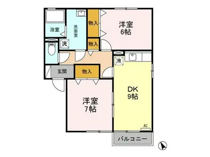 セレーノA/B/C(2DK/2階)の間取り写真