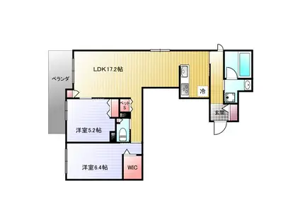 境南町3丁目ヘーベルメゾン(2LDK/2階)の間取り写真
