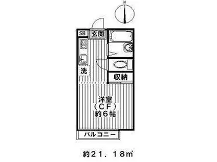フラット・アオイ(1K/2階)の間取り写真
