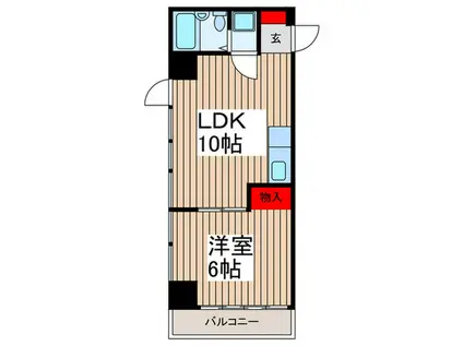 新狭山ペガサスビル(1LDK/2階)の間取り写真