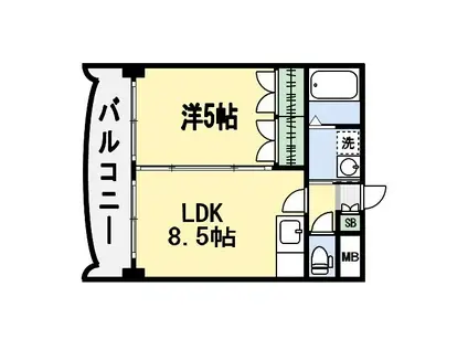 ロイヤルセンターBLD(1LDK/12階)の間取り写真