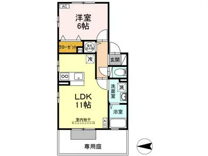 アメニティコート(1LDK/1階)の間取り写真