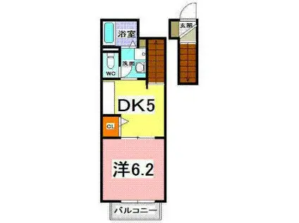 グランポン魚住(1DK/2階)の間取り写真