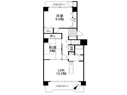 藤和さやまハイタウンB棟(2LDK/15階)の間取り写真