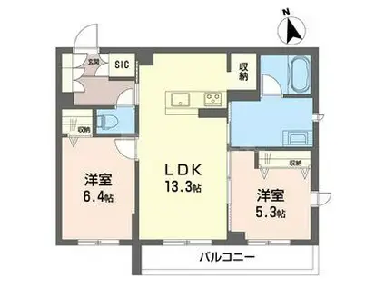 ルピナス グランデ(2LDK/3階)の間取り写真