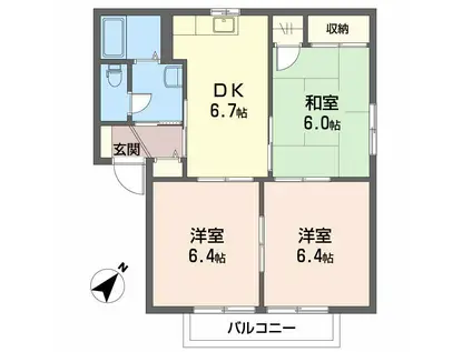 フォーレス斉藤(3DK/2階)の間取り写真