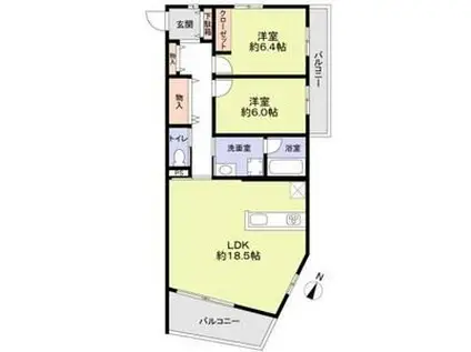 THE TAKASUNA KULTURCE(2LDK/2階)の間取り写真