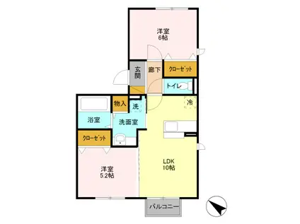 リバーサイドヴィラ(2LDK/2階)の間取り写真