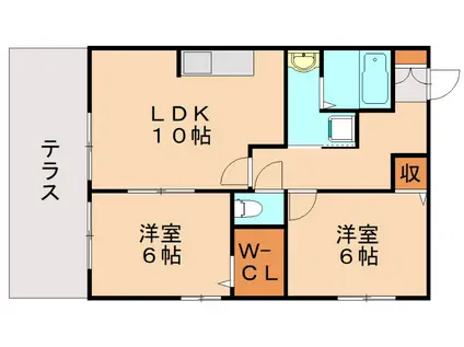 プロムナードM A(2LDK/1階)の間取り写真