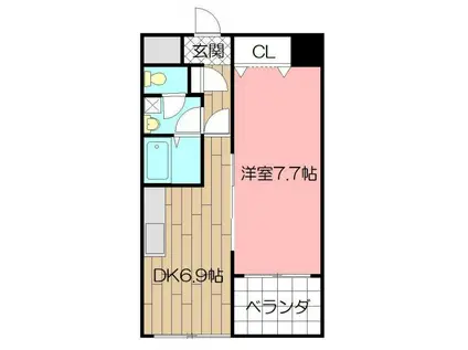 MDIインターフェイス竪町(1K/3階)の間取り写真