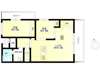 カーサ・エストレーラ(2LDK/2階)の間取り写真
