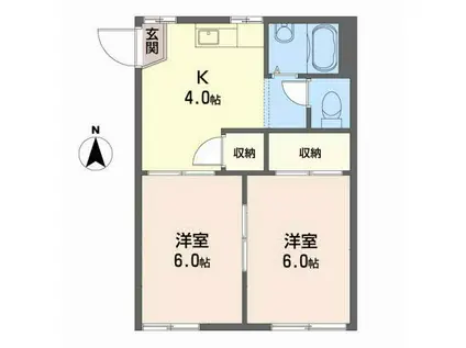 ハウスTI(2K/1階)の間取り写真