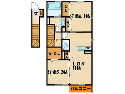 エクセルコートII(2LDK/2階)の間取り写真