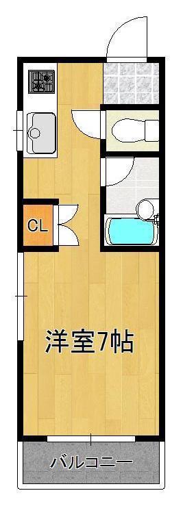 プレアール小芝(ワンルーム/2階)の間取り写真