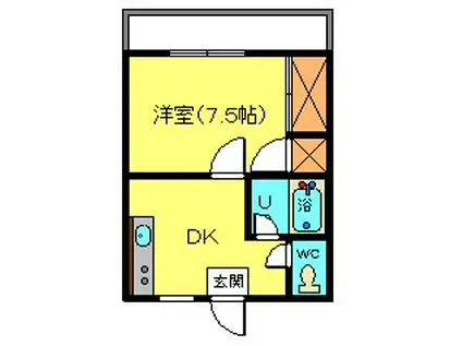 レジデンスタカフミ(1DK/4階)の間取り写真