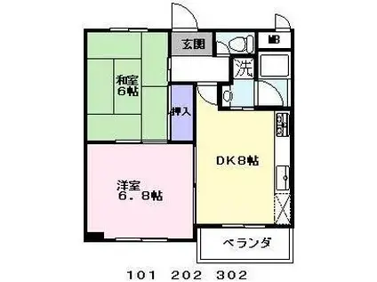 マンションヴェルジェ(2DK/3階)の間取り写真