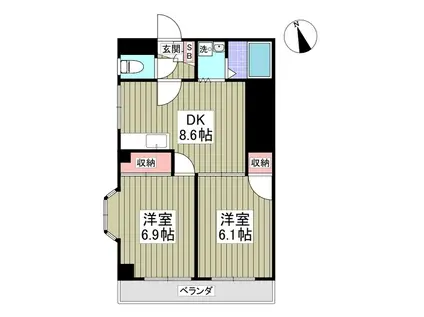 榎本マンションII(2DK/2階)の間取り写真