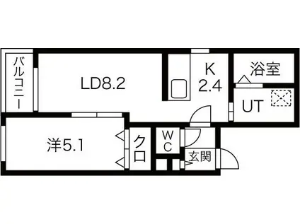 GRADO平岸(1LDK/3階)の間取り写真